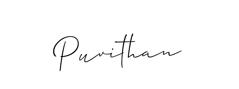 Best and Professional Signature Style for Puvithan. Allison_Script Best Signature Style Collection. Puvithan signature style 2 images and pictures png
