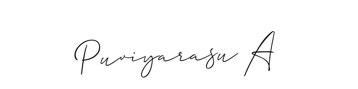 You should practise on your own different ways (Allison_Script) to write your name (Puviyarasu A) in signature. don't let someone else do it for you. Puviyarasu A signature style 2 images and pictures png