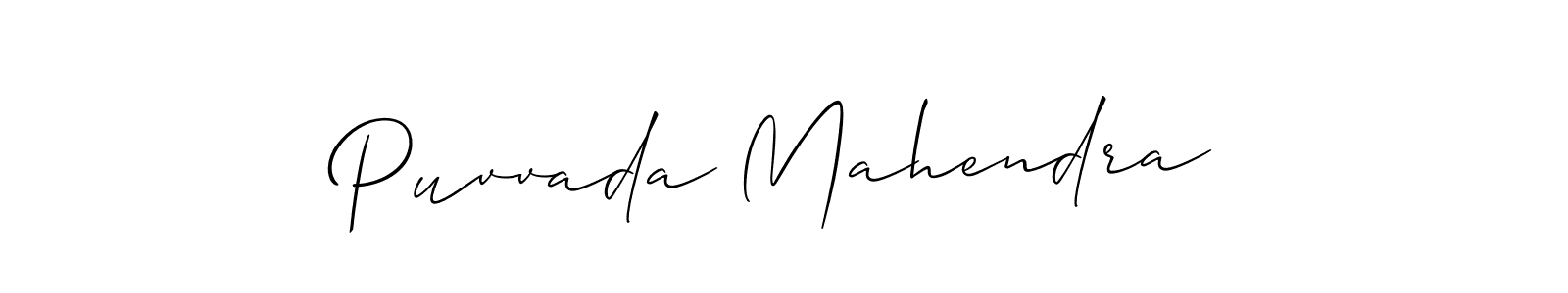 if you are searching for the best signature style for your name Puvvada Mahendra. so please give up your signature search. here we have designed multiple signature styles  using Allison_Script. Puvvada Mahendra signature style 2 images and pictures png