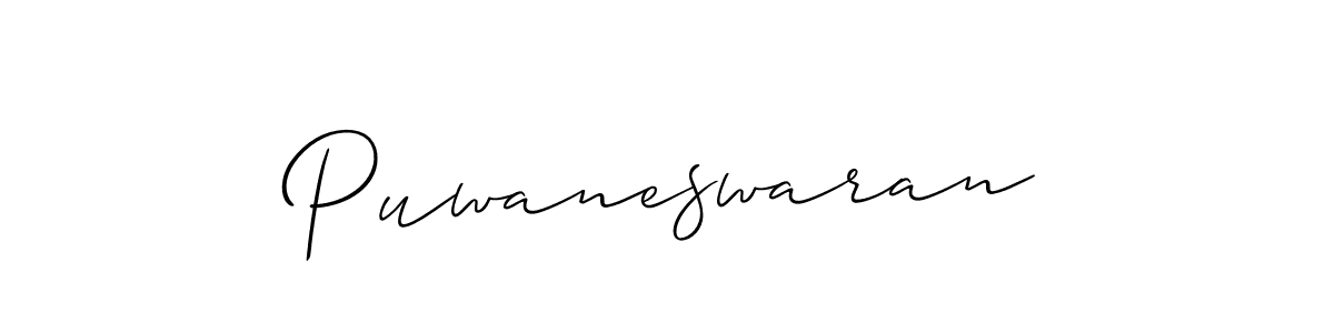 How to make Puwaneswaran name signature. Use Allison_Script style for creating short signs online. This is the latest handwritten sign. Puwaneswaran signature style 2 images and pictures png