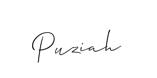 How to make Puziah signature? Allison_Script is a professional autograph style. Create handwritten signature for Puziah name. Puziah signature style 2 images and pictures png
