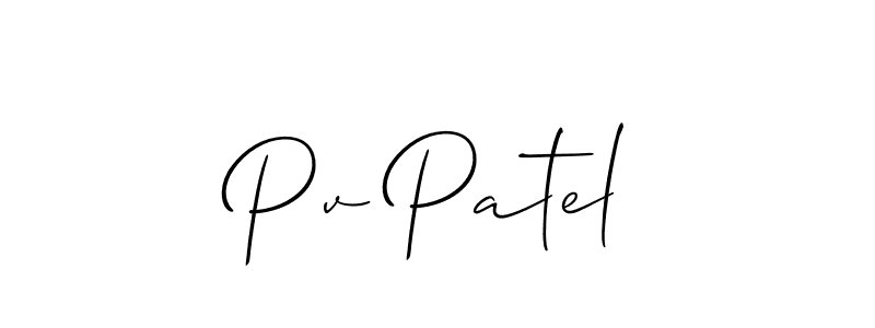 if you are searching for the best signature style for your name Pv Patel. so please give up your signature search. here we have designed multiple signature styles  using Allison_Script. Pv Patel signature style 2 images and pictures png