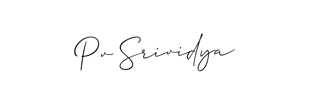 Create a beautiful signature design for name Pv Srividya. With this signature (Allison_Script) fonts, you can make a handwritten signature for free. Pv Srividya signature style 2 images and pictures png