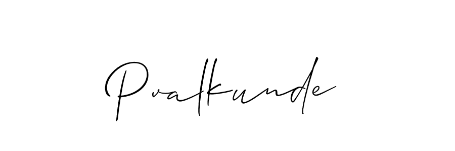 Use a signature maker to create a handwritten signature online. With this signature software, you can design (Allison_Script) your own signature for name Pvalkunde. Pvalkunde signature style 2 images and pictures png