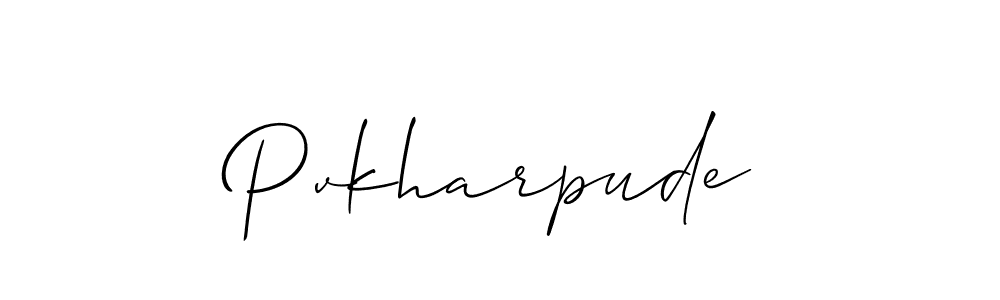 Allison_Script is a professional signature style that is perfect for those who want to add a touch of class to their signature. It is also a great choice for those who want to make their signature more unique. Get Pvkharpude name to fancy signature for free. Pvkharpude signature style 2 images and pictures png