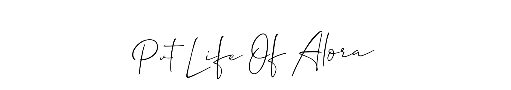 Allison_Script is a professional signature style that is perfect for those who want to add a touch of class to their signature. It is also a great choice for those who want to make their signature more unique. Get Pvt Life Of Alora name to fancy signature for free. Pvt Life Of Alora signature style 2 images and pictures png