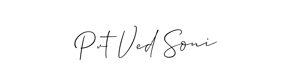 How to make Pvt Ved Soni name signature. Use Allison_Script style for creating short signs online. This is the latest handwritten sign. Pvt Ved Soni signature style 2 images and pictures png