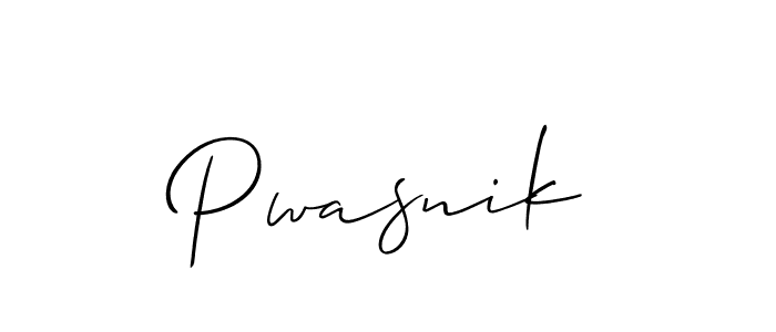 The best way (Allison_Script) to make a short signature is to pick only two or three words in your name. The name Pwasnik include a total of six letters. For converting this name. Pwasnik signature style 2 images and pictures png