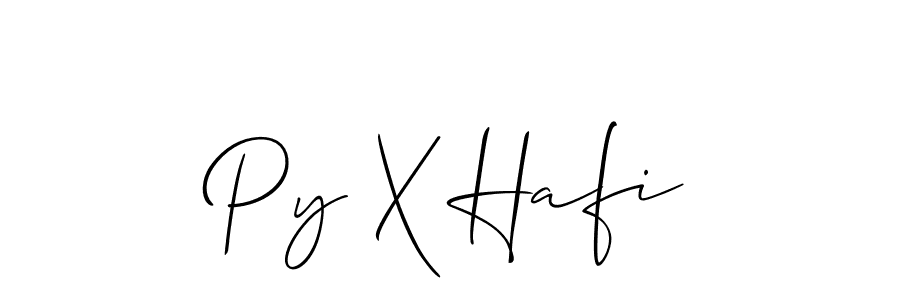 The best way (Allison_Script) to make a short signature is to pick only two or three words in your name. The name Py X Hafi include a total of six letters. For converting this name. Py X Hafi signature style 2 images and pictures png