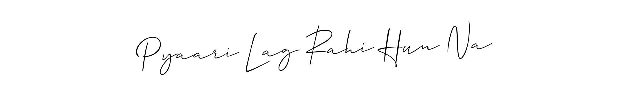 The best way (Allison_Script) to make a short signature is to pick only two or three words in your name. The name Pyaari Lag Rahi Hun Na include a total of six letters. For converting this name. Pyaari Lag Rahi Hun Na signature style 2 images and pictures png