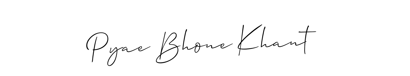 if you are searching for the best signature style for your name Pyae Bhone Khant. so please give up your signature search. here we have designed multiple signature styles  using Allison_Script. Pyae Bhone Khant signature style 2 images and pictures png