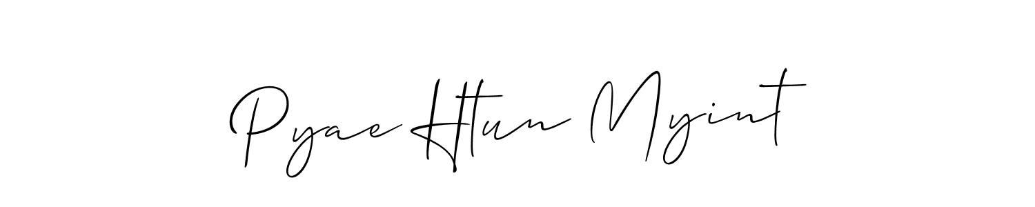 This is the best signature style for the Pyae Htun Myint name. Also you like these signature font (Allison_Script). Mix name signature. Pyae Htun Myint signature style 2 images and pictures png