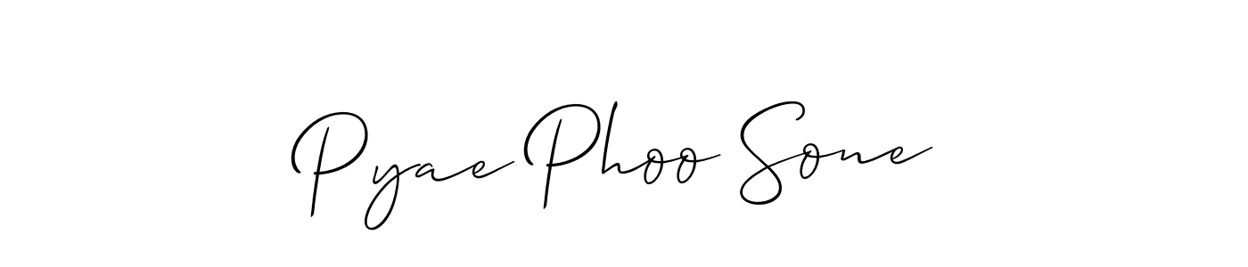 Also You can easily find your signature by using the search form. We will create Pyae Phoo Sone name handwritten signature images for you free of cost using Allison_Script sign style. Pyae Phoo Sone signature style 2 images and pictures png
