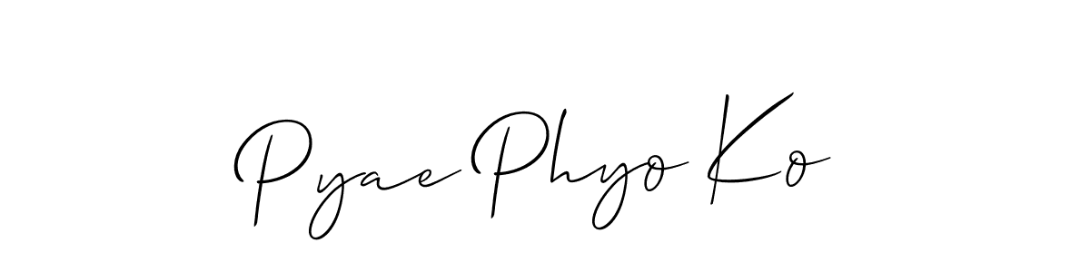 Similarly Allison_Script is the best handwritten signature design. Signature creator online .You can use it as an online autograph creator for name Pyae Phyo Ko. Pyae Phyo Ko signature style 2 images and pictures png