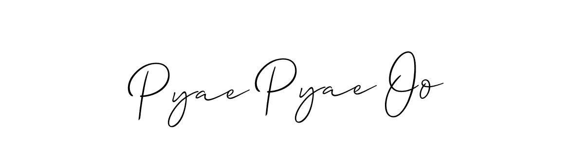 Also You can easily find your signature by using the search form. We will create Pyae Pyae Oo name handwritten signature images for you free of cost using Allison_Script sign style. Pyae Pyae Oo signature style 2 images and pictures png