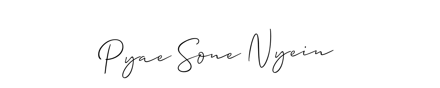 Also You can easily find your signature by using the search form. We will create Pyae Sone Nyein name handwritten signature images for you free of cost using Allison_Script sign style. Pyae Sone Nyein signature style 2 images and pictures png