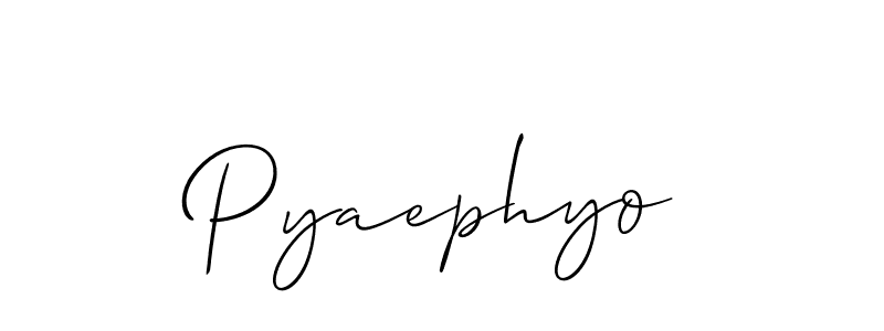 Make a beautiful signature design for name Pyaephyo. With this signature (Allison_Script) style, you can create a handwritten signature for free. Pyaephyo signature style 2 images and pictures png