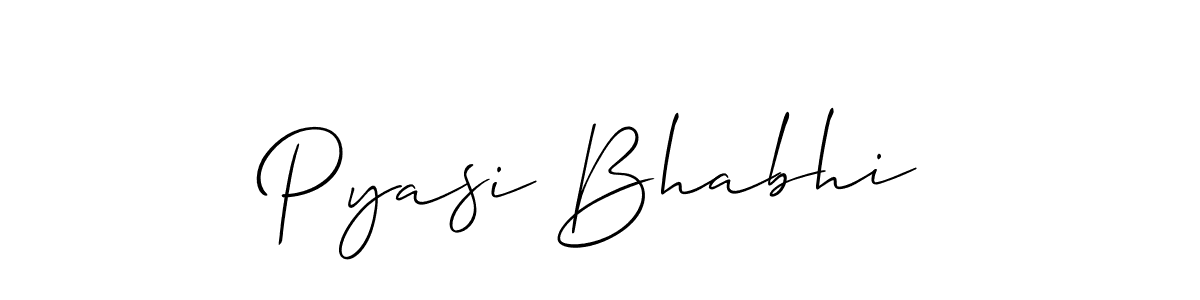 Similarly Allison_Script is the best handwritten signature design. Signature creator online .You can use it as an online autograph creator for name Pyasi Bhabhi. Pyasi Bhabhi signature style 2 images and pictures png