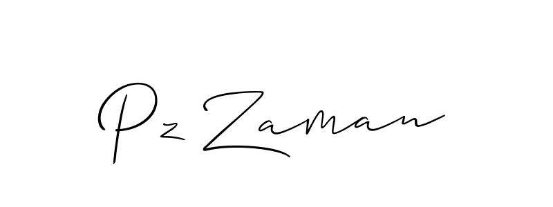Create a beautiful signature design for name Pz Zaman. With this signature (Allison_Script) fonts, you can make a handwritten signature for free. Pz Zaman signature style 2 images and pictures png