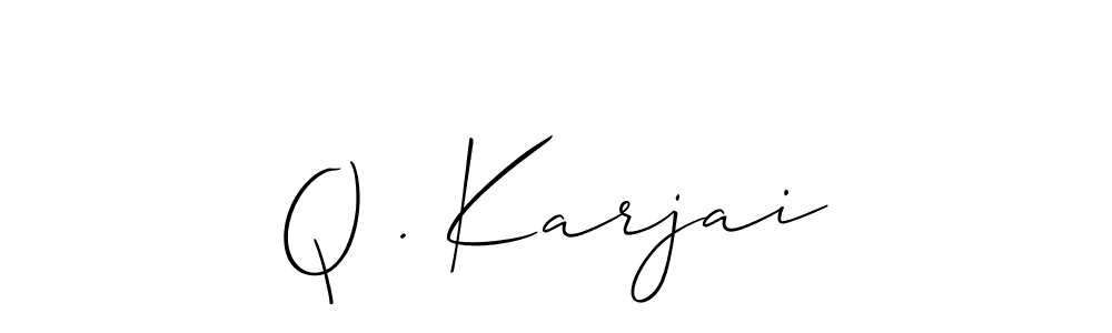 How to make Q . Karjai name signature. Use Allison_Script style for creating short signs online. This is the latest handwritten sign. Q . Karjai signature style 2 images and pictures png