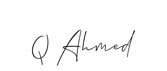 The best way (Allison_Script) to make a short signature is to pick only two or three words in your name. The name Q Ahmed include a total of six letters. For converting this name. Q Ahmed signature style 2 images and pictures png