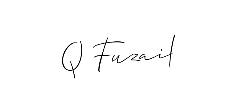 How to make Q Fuzail name signature. Use Allison_Script style for creating short signs online. This is the latest handwritten sign. Q Fuzail signature style 2 images and pictures png
