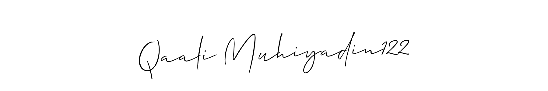 Create a beautiful signature design for name Qaali Muhiyadin122. With this signature (Allison_Script) fonts, you can make a handwritten signature for free. Qaali Muhiyadin122 signature style 2 images and pictures png