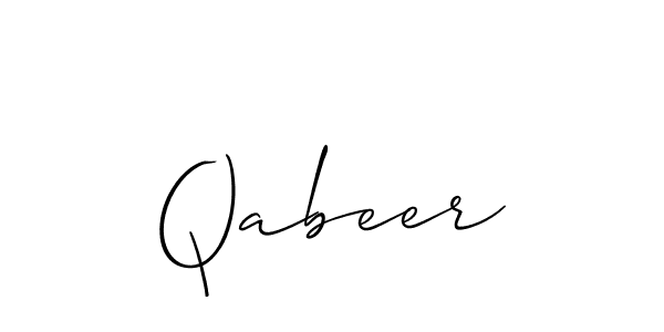 Use a signature maker to create a handwritten signature online. With this signature software, you can design (Allison_Script) your own signature for name Qabeer. Qabeer signature style 2 images and pictures png