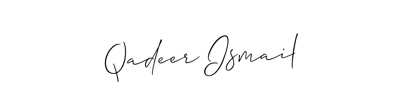 It looks lik you need a new signature style for name Qadeer Ismail. Design unique handwritten (Allison_Script) signature with our free signature maker in just a few clicks. Qadeer Ismail signature style 2 images and pictures png