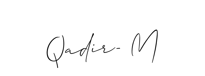 The best way (Allison_Script) to make a short signature is to pick only two or three words in your name. The name Qadir- M include a total of six letters. For converting this name. Qadir- M signature style 2 images and pictures png