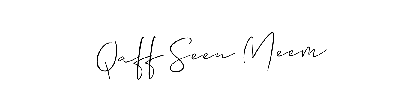 Similarly Allison_Script is the best handwritten signature design. Signature creator online .You can use it as an online autograph creator for name Qaff Seen Meem. Qaff Seen Meem signature style 2 images and pictures png