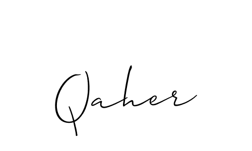 Use a signature maker to create a handwritten signature online. With this signature software, you can design (Allison_Script) your own signature for name Qaher. Qaher signature style 2 images and pictures png