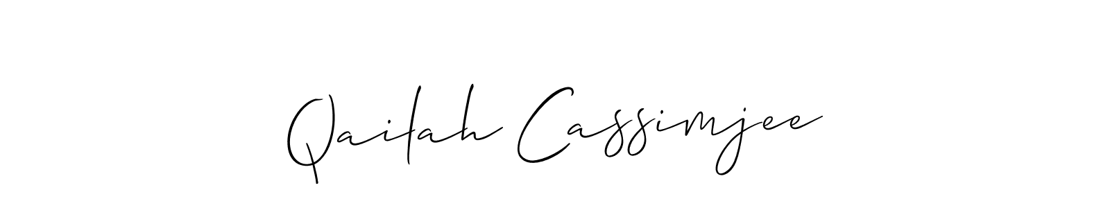 Allison_Script is a professional signature style that is perfect for those who want to add a touch of class to their signature. It is also a great choice for those who want to make their signature more unique. Get Qailah Cassimjee name to fancy signature for free. Qailah Cassimjee signature style 2 images and pictures png