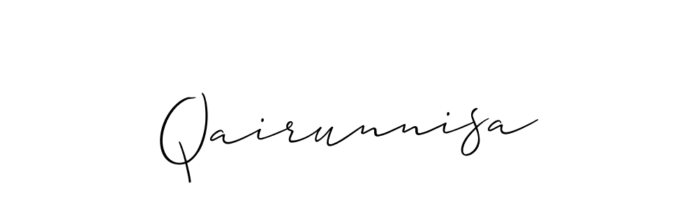 Use a signature maker to create a handwritten signature online. With this signature software, you can design (Allison_Script) your own signature for name Qairunnisa. Qairunnisa signature style 2 images and pictures png