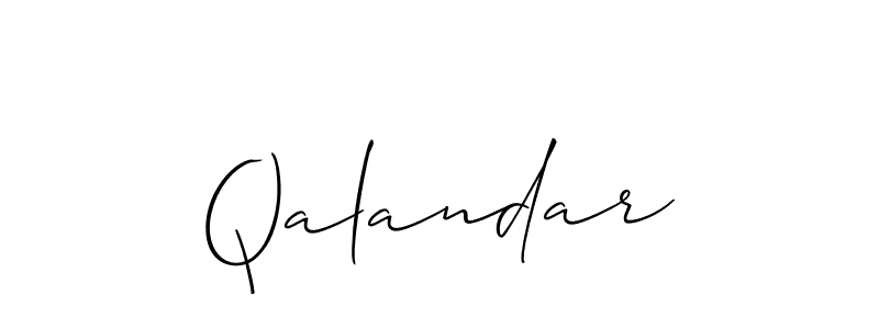 Create a beautiful signature design for name Qalandar. With this signature (Allison_Script) fonts, you can make a handwritten signature for free. Qalandar signature style 2 images and pictures png