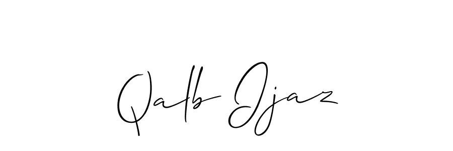 if you are searching for the best signature style for your name Qalb Ijaz. so please give up your signature search. here we have designed multiple signature styles  using Allison_Script. Qalb Ijaz signature style 2 images and pictures png