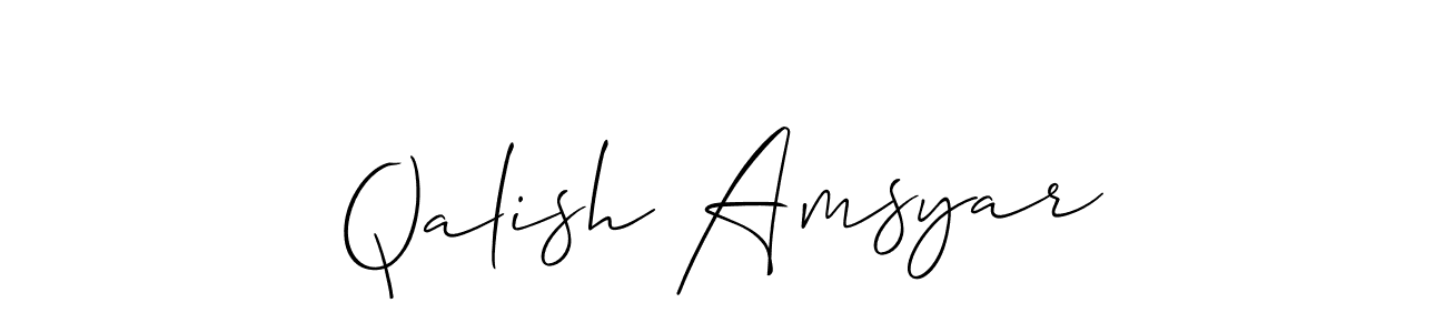 You should practise on your own different ways (Allison_Script) to write your name (Qalish Amsyar) in signature. don't let someone else do it for you. Qalish Amsyar signature style 2 images and pictures png