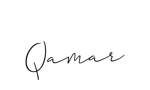 Qamar stylish signature style. Best Handwritten Sign (Allison_Script) for my name. Handwritten Signature Collection Ideas for my name Qamar. Qamar signature style 2 images and pictures png