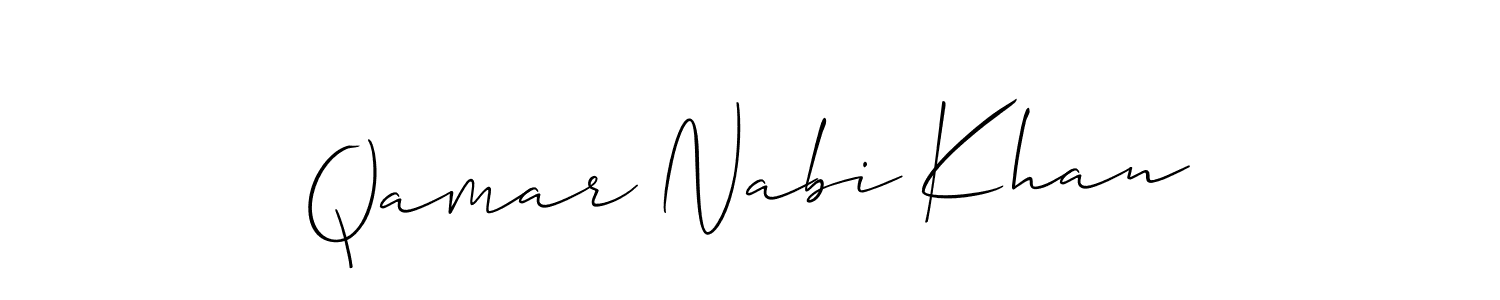 This is the best signature style for the Qamar Nabi Khan name. Also you like these signature font (Allison_Script). Mix name signature. Qamar Nabi Khan signature style 2 images and pictures png