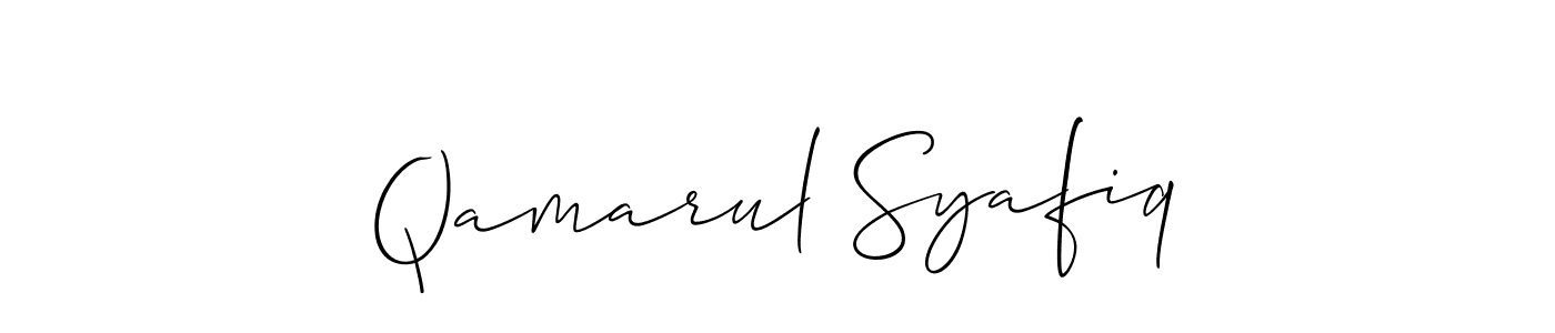 Use a signature maker to create a handwritten signature online. With this signature software, you can design (Allison_Script) your own signature for name Qamarul Syafiq. Qamarul Syafiq signature style 2 images and pictures png