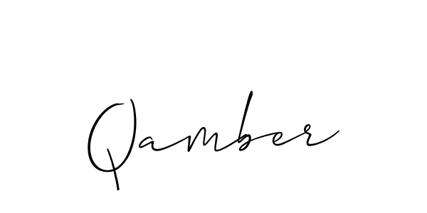 Allison_Script is a professional signature style that is perfect for those who want to add a touch of class to their signature. It is also a great choice for those who want to make their signature more unique. Get Qamber name to fancy signature for free. Qamber signature style 2 images and pictures png