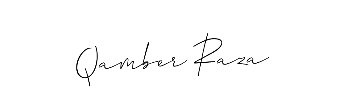 Make a beautiful signature design for name Qamber Raza. With this signature (Allison_Script) style, you can create a handwritten signature for free. Qamber Raza signature style 2 images and pictures png