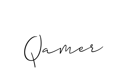 Make a beautiful signature design for name Qamer. With this signature (Allison_Script) style, you can create a handwritten signature for free. Qamer signature style 2 images and pictures png