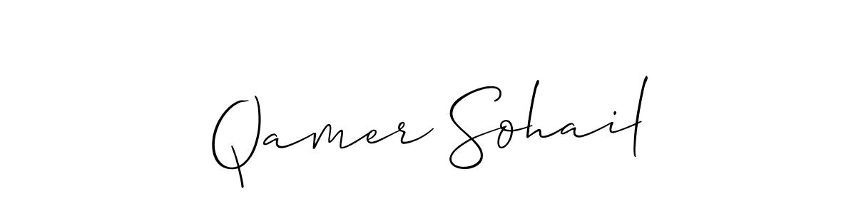 The best way (Allison_Script) to make a short signature is to pick only two or three words in your name. The name Qamer Sohail include a total of six letters. For converting this name. Qamer Sohail signature style 2 images and pictures png