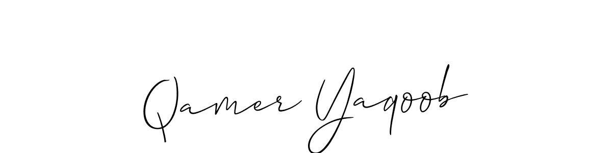 It looks lik you need a new signature style for name Qamer Yaqoob. Design unique handwritten (Allison_Script) signature with our free signature maker in just a few clicks. Qamer Yaqoob signature style 2 images and pictures png