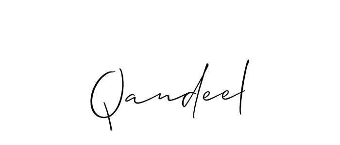 Create a beautiful signature design for name Qandeel. With this signature (Allison_Script) fonts, you can make a handwritten signature for free. Qandeel signature style 2 images and pictures png