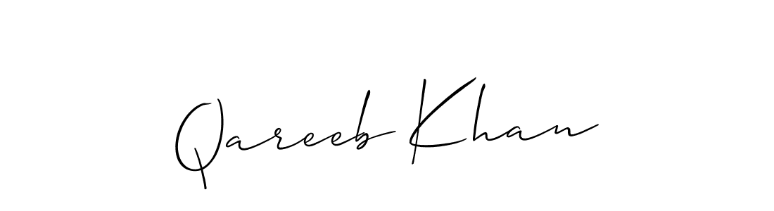 Use a signature maker to create a handwritten signature online. With this signature software, you can design (Allison_Script) your own signature for name Qareeb Khan. Qareeb Khan signature style 2 images and pictures png