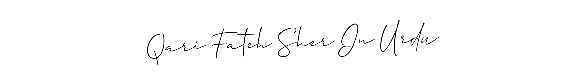How to Draw Qari Fateh Sher In Urdu signature style? Allison_Script is a latest design signature styles for name Qari Fateh Sher In Urdu. Qari Fateh Sher In Urdu signature style 2 images and pictures png