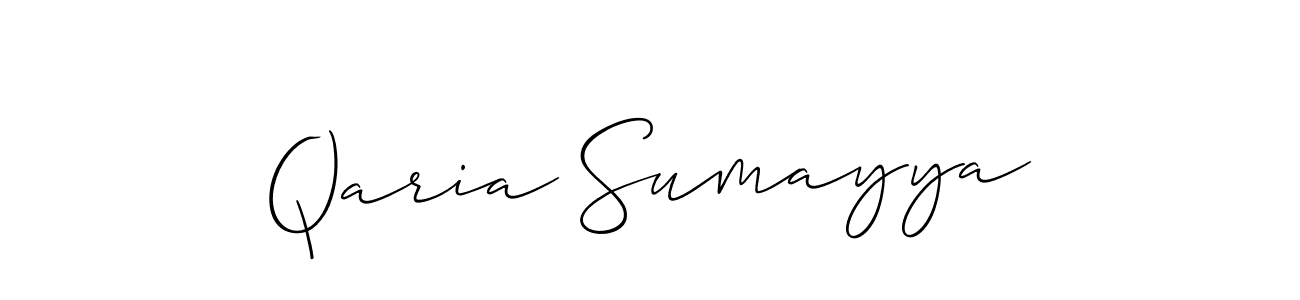 Make a beautiful signature design for name Qaria Sumayya. With this signature (Allison_Script) style, you can create a handwritten signature for free. Qaria Sumayya signature style 2 images and pictures png