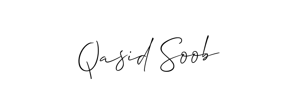 Create a beautiful signature design for name Qasid Soob. With this signature (Allison_Script) fonts, you can make a handwritten signature for free. Qasid Soob signature style 2 images and pictures png